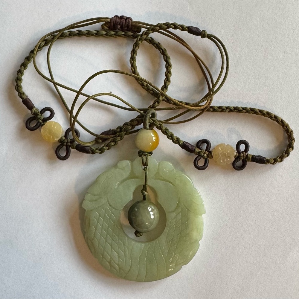 Jade Double Dragon Pendant Necklace